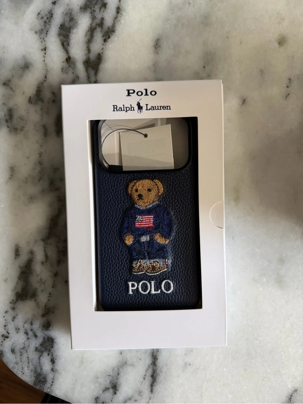 Polo by Ralph Lauren Navy Teddy Bear Embroidered Phone Case